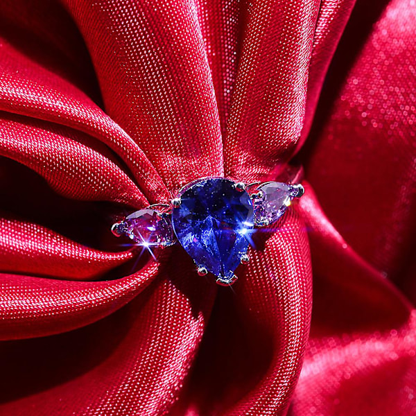 Mode Kvinnor Falsk Safir Ametist Finger Ring Bröllop Fest Smycken Present US 8