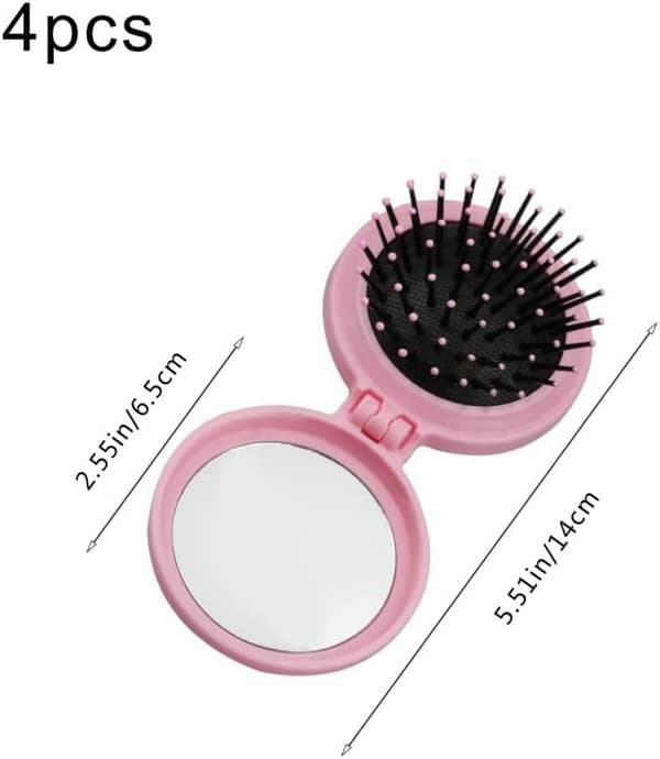 4 stycken (rosa + rosaröd + ljusblå + svart) Vikbar Resespegel Hår