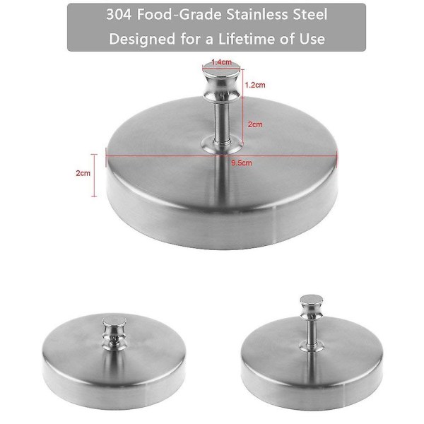 Rustfri stål burgerpresse hamburger maker non stick pattyform ideel til grill og perfekte bøffer. Nem at betjene og rengøre, uden bekymringer