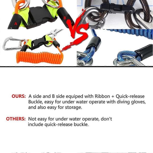 Dykkerrevkrog, rustfrit stål sikkerheds dobbeltkrog scuba drift dykker tilbehør med D-ring