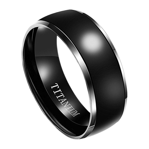 8mm Män Ring Brev Polerad Svart Cool Mode Utseende Finger Ring För Bröllop US 8