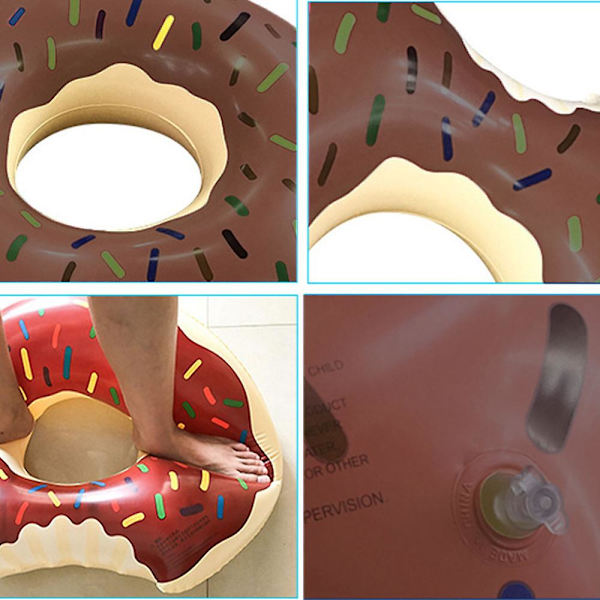Donut Pool Float Uppblåsbara Donut Pool Ring Donut Simring För Strand Pool Brown 60