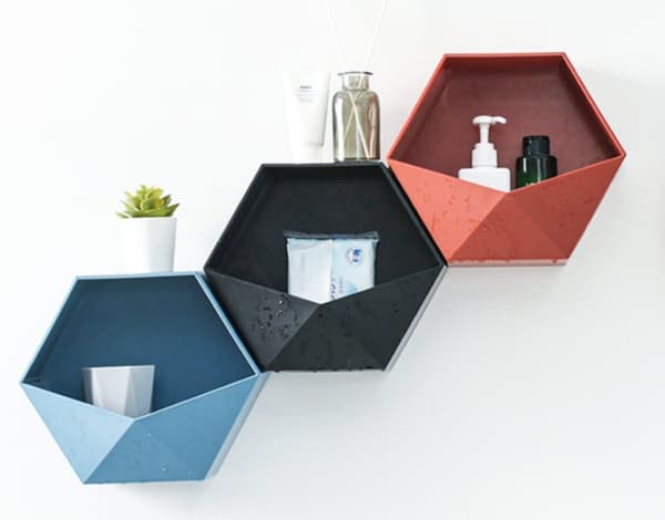 Hexagonalt väggfack, väggdekoration (Blå 22*8.5*25.5cm)