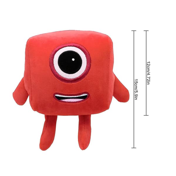 Plush Leksaker med Block, Nummer 1-10, Anime-Nummer-Plush Leksaker Red