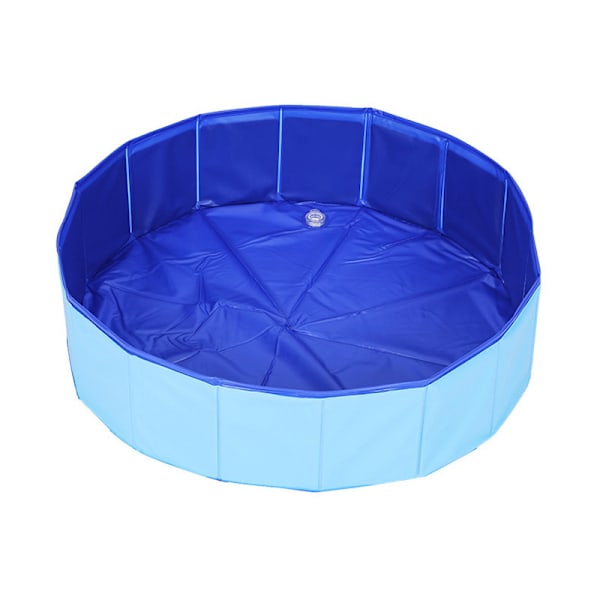 Husdjurspool, hundpool, badkar med sandlåda för katter, hopfällbar pool kimchi simbassäng (blå 50x8cm)