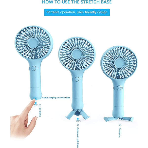 Usb-ventilator, mini-håndventilator, bordventilator, genopladelig bærbar ventilator med 3 justerbare hastigheder