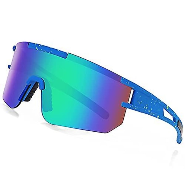 Urheilulasit Miehille Ja Naisille, UV400 Polarisoivat Aurinkolasit, Pyöräily, Ajaminen, Tuulenpitävät Green Lens Blue Frame