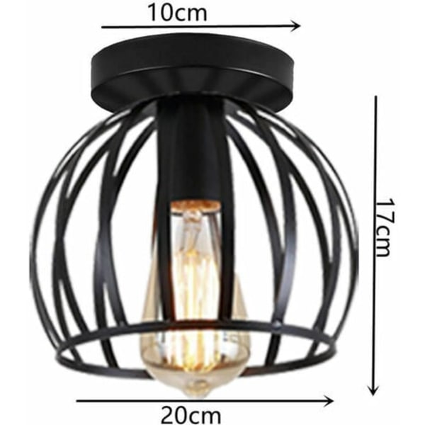 Retro Smijern Loftlampe E27 Industriel Belysning Metal Loftlampe Soveværelse Stue - Sort