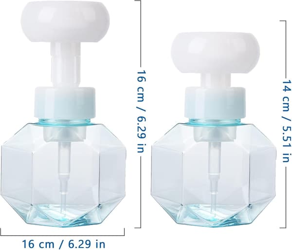 2 Flaskor (Blå) Skumdispenser i Blomform, Påfyllningsbart Skum