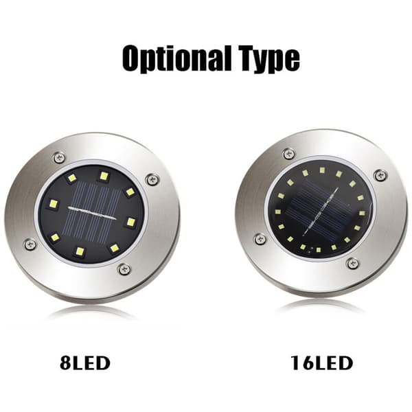 16LED Solcelle Underjordisk Lys, Jordlys (Hvidt Lys)