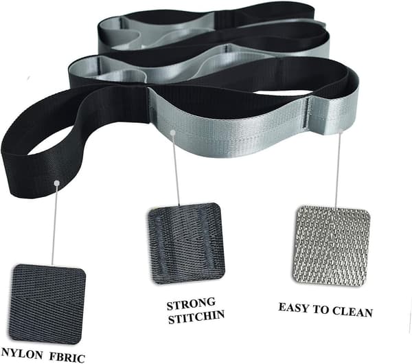 Yogastrap, Multiloop-strap, 12 Loop Yoga Stretch Strap, Icke-elastisk Stretch Strap för Fysioterapi, Pilates, Dans och Gymnastik med Väska