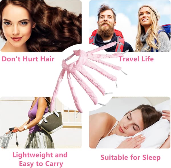 Blæksprutte Hår Curlers (Pink), Varmefrit Krøller Varmefrit Hår