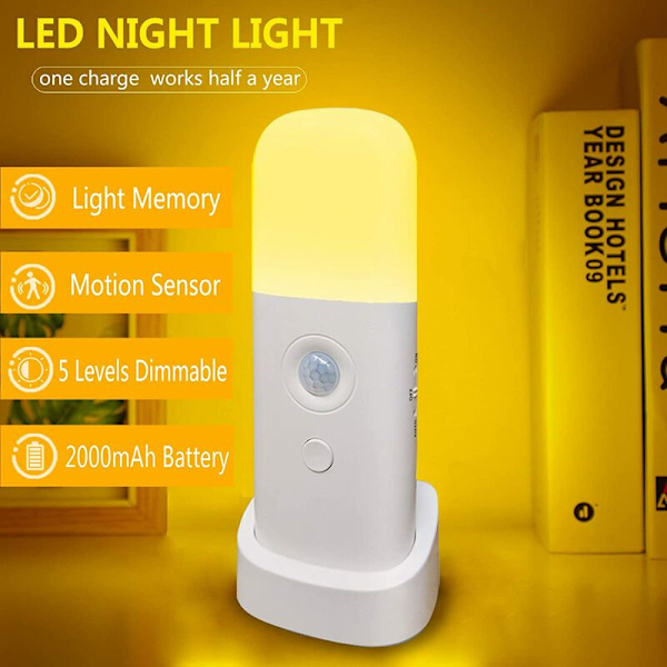 LED nattlys, elektrisk stikkontakt nattlys med 5 lysstyrkenivåer og lyssensor, Plug and Play nattlys for barn