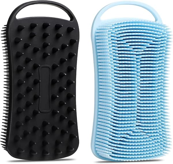 2-pack exfolierande silikon kroppsskrubbborste, dusch och