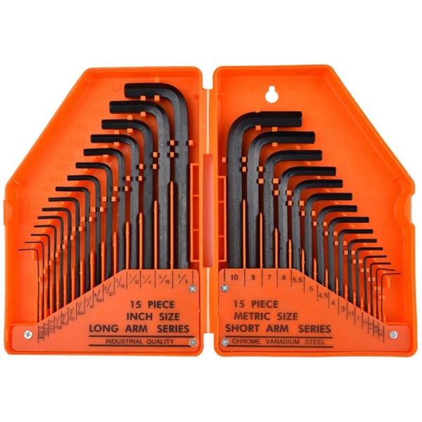 Set med platt huvud L-formad skiftnyckel 30-delads set Orange låda 1 set (orange),