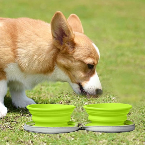 Pet Slow Food Bowl Anti-choke Dog Folding Bowl Outdoor Travel Supplies Green