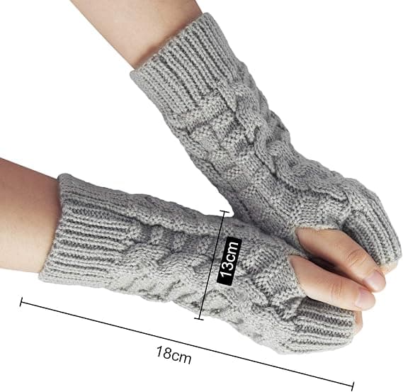 2 Par Knittede Fingerløse Hansker, Vintervarme Hansker for