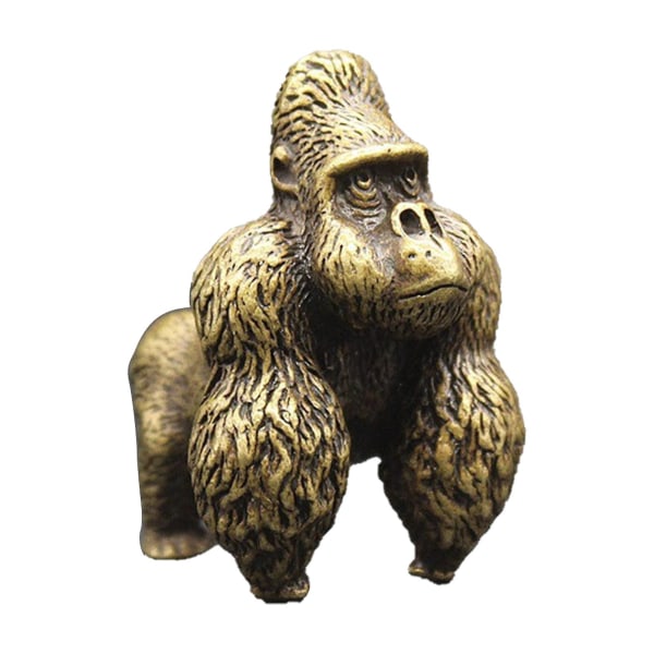 Dekorativ gorillafigur Frittstående kobber Livlig gravert bærbar gorilladekor for skrivebordet