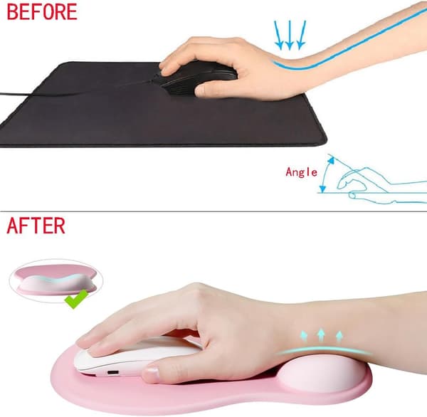 Musematte med håndleddsstøtte, ergonomisk gel-musematte, gaming-musematte, musehåndleddsstøtte med sklisikker PU-base