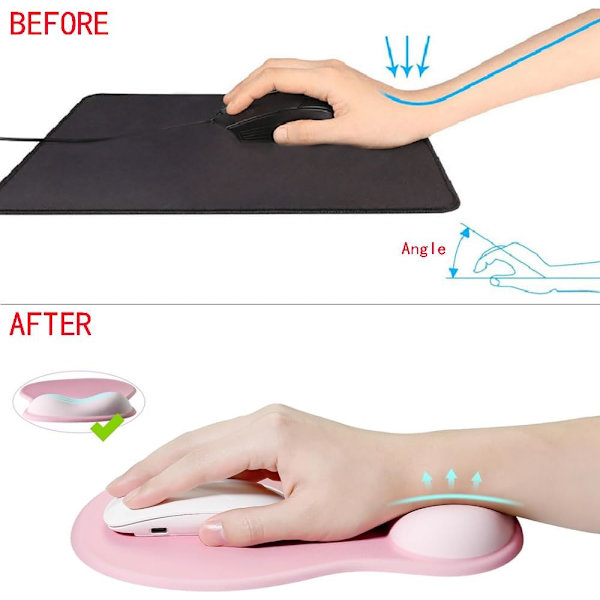 Musemåtte med håndledsstøtte, ergonomisk gel-musemåtte, gaming-musemåtte, musehåndledsstøtte med skridsikker PU-base