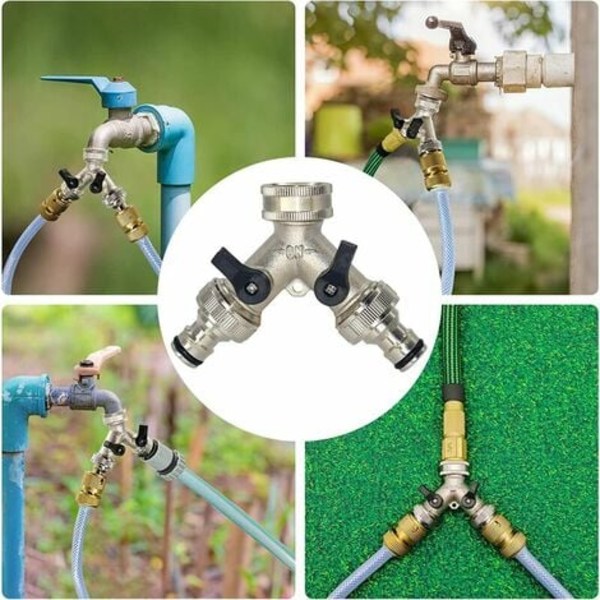 Hageslange Splitter, 2-veis hagekran 3/4\" Y-slangekobling for utendørs kran med koblinger og skiver