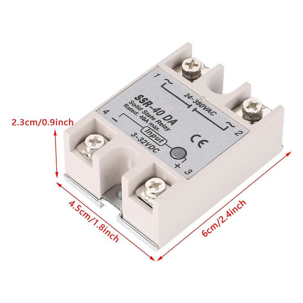 Yksivaiheinen DC-AC kiinteätilarele SSR-40DA 40A Tulojännite 3-32V DC Ulostulojännite 24-380V AC