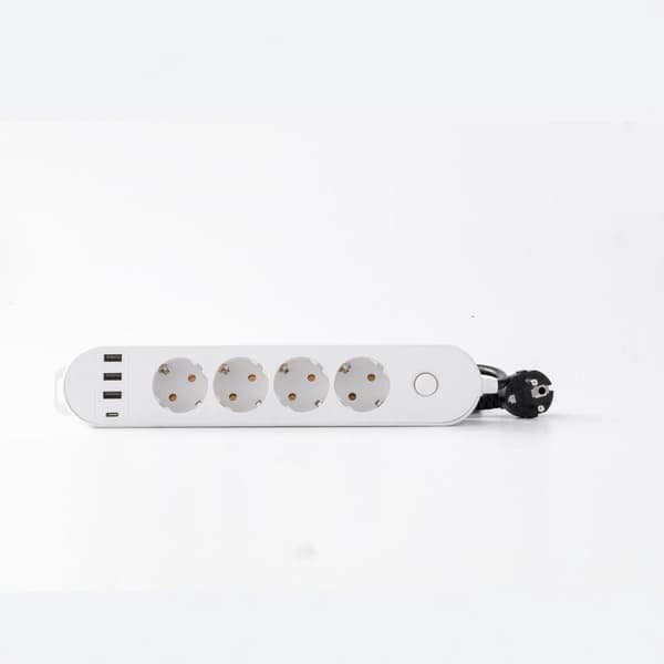 4-veis strømskinne, 2m kabel, hvit, medium