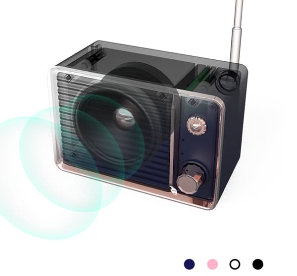 Retro trådløs Bluetooth-højttaler, sød bærbar minihøjttaler (sort)