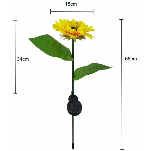 Utendørs LED Solcellelys Sumflower Solhage Hageplen Landskapslampe 2 stk