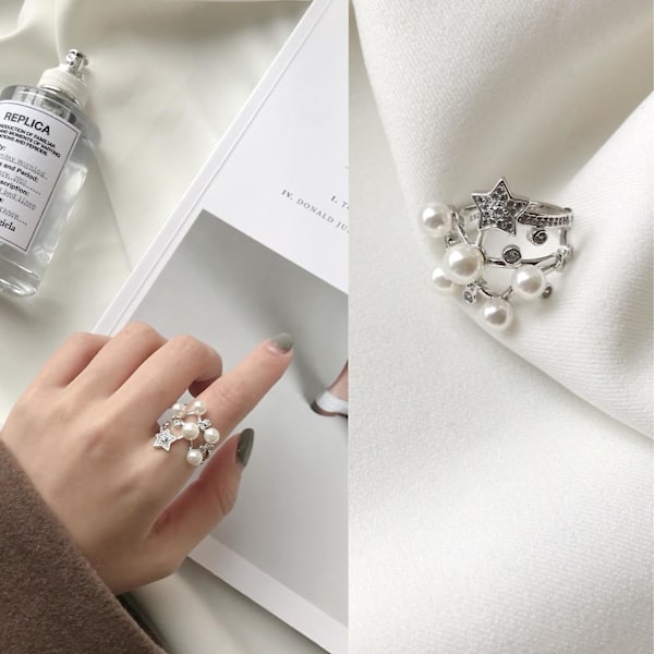 Ring i Silver S925 med Pärla, Mode Smycke Ac7349