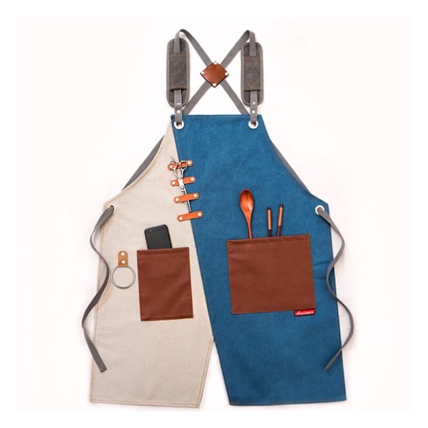 Hageforkle denimforkle midjeoveralls forkle unisex (skulderstropp grå grønn