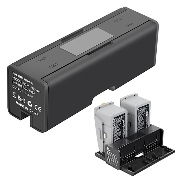 4-i-1 Smart LED Batteriladdare med Digital Display Laddningshubb för DJI Mavic Air 2 PG FK