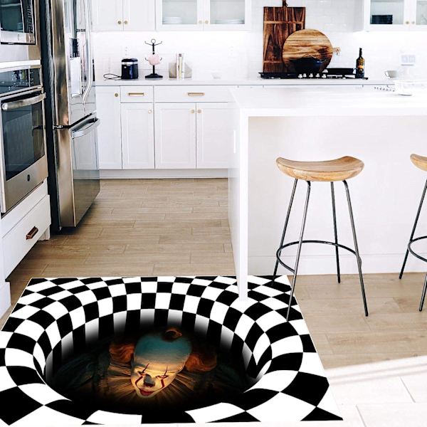 Halloween 3D Illusion Dörrmatta, Vortex Illusion Golvmatta Kvadratisk Matta 3D Visuell Illusion Matta För Vardagsrum, 3D Visuell Vortex Optisk Illusion Halkfri