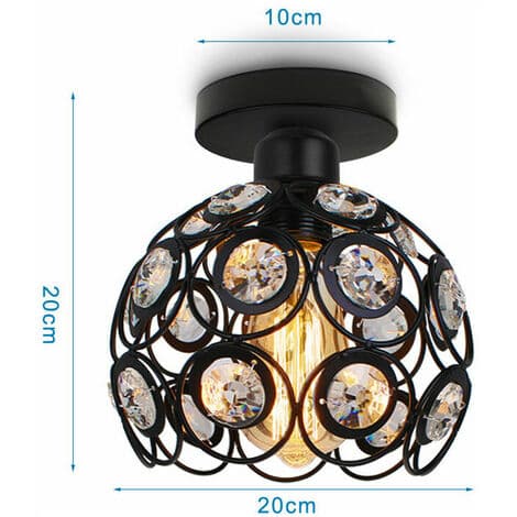 Krystal Bur Cage Loftlampe Moderne Lysarmatur E27 til Soveværelse Stue Bar Restaurant Sort - Sort