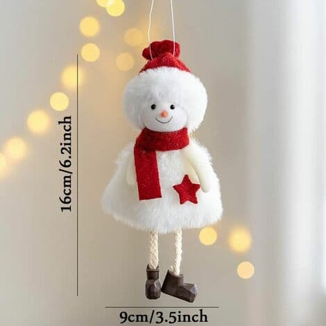 Julhängande Ornament Set med Älg, Tomte, Snögubbe och Ängeldocka - Julgranspynt för Tacksägelse