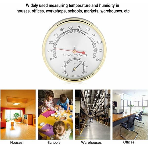 Saunatermometer, Indendørs Metal Dial Termometer Hygrometer til Saunarum