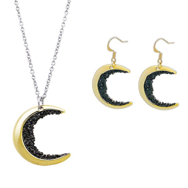 Moon Hänge / Moon Örhängen Micro Zirconia Hip Hop Smycken present till en vän Necklace Earring Set