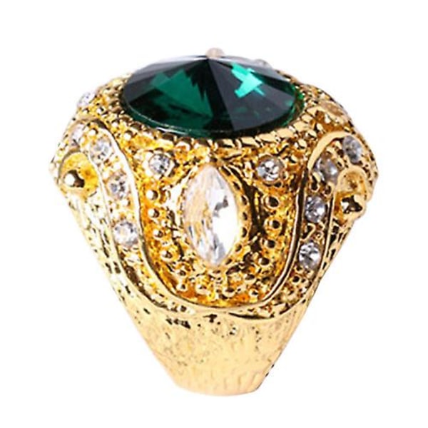 Herre Vintage Luksus Stor Harpiks Krone Forgyldt Legering Ring Smykker Størrelse 7-10 18 Green 18