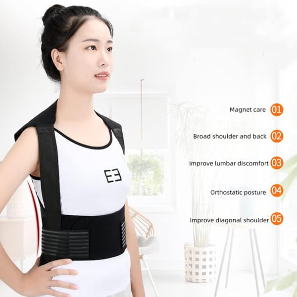 1 stycke (Svart) Självvärmande Ryggstöd Posture Corrector Spinal