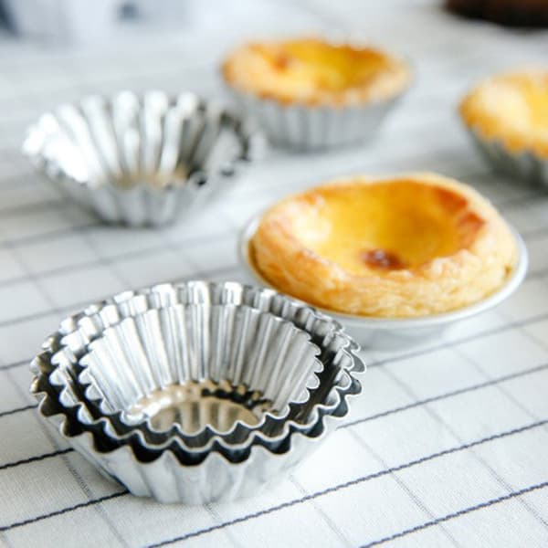 10 stk Sølvfarget Aluminium Egg Tart Form Mold Makers Cupcake