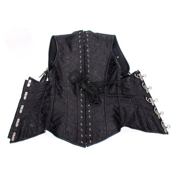 Sexig Korsett med Spiral Stålben, Punk Retro Underbyst Steampunk Bustier för Kvinnor, Gotisk Klädsel, Plus Storlek Black-B S