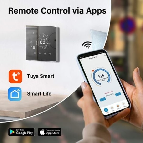 Tuya Smart Termostat Uppvärmningstermostat Rumsthermostat WiFi Termostat Termostat för Gas/Vattenpanna Golvvärme C