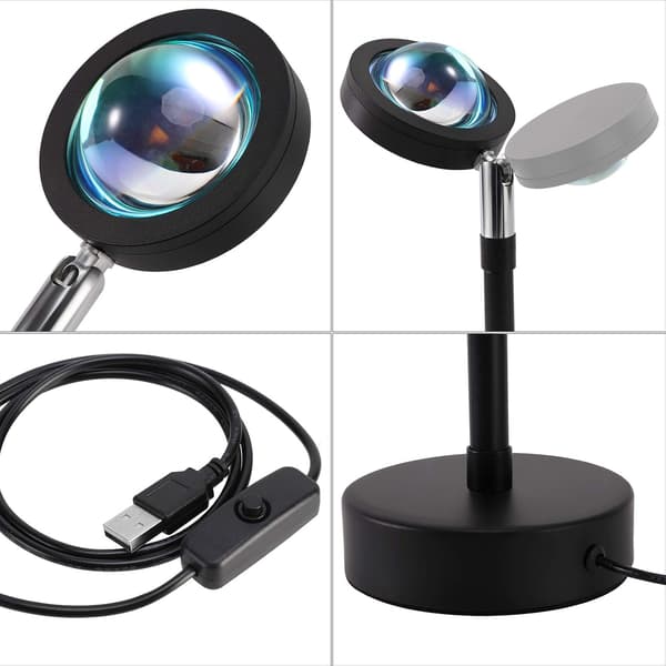 Justerbar Solnedgangsprosjektorlampe for Soverom Rundt Hode Solnedgangsgul