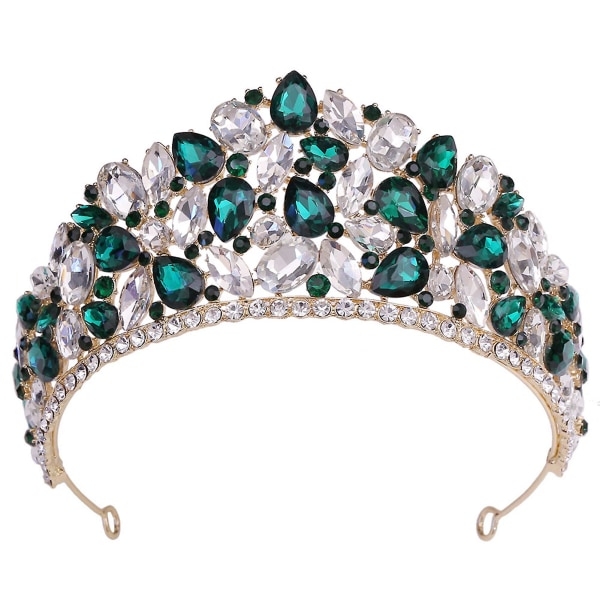 Rhinestones Crown med iøjnefaldende design Udsøgt pandebåndsdragt til kvinder Green