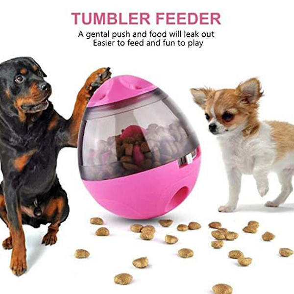 Hund- & Kattleksak, Matbehållare för Husdjur, Långsam Matningskål, Kattdispenser, Liten Interaktiv Sammanvikbar Stimulerande Leksak, Justerbar Godisätande Behållare Pink