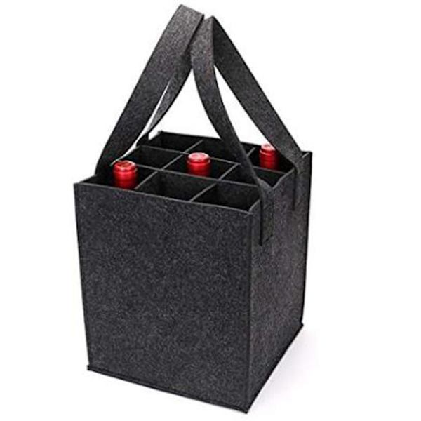 Gjenbrukbare handleposer for reiser, camping og piknik, perfekt gave til vinelskere 9 bottles Dark gray