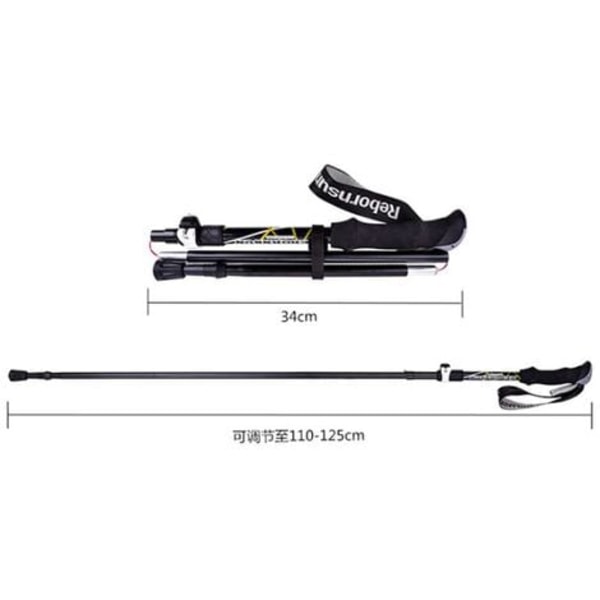 Fem-delt aluminiumsfoldingstokk for fjellklatring, ultralett, sammenleggbar, ultra-kort, langrenn