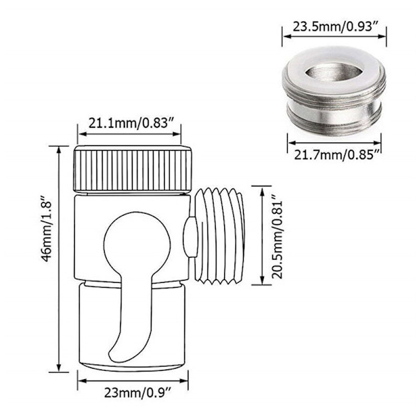 Vej Håndbruser Bruser Diverter Bruser Adapter Diverter Massiv Messing Krom