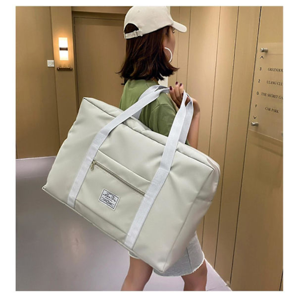 Stor håndbagasje, koffert for korte reiser, oppbevaringsveske, sammenleggbar treningsbag for kvinner og menn Lys grå
