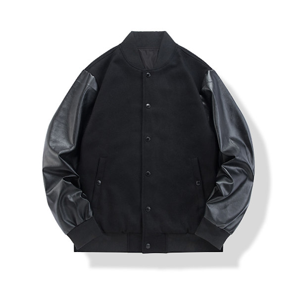 1002 Musta XXL Syksy/Talvi Miesten Nahkahihainen Patchwork-Takki XXL